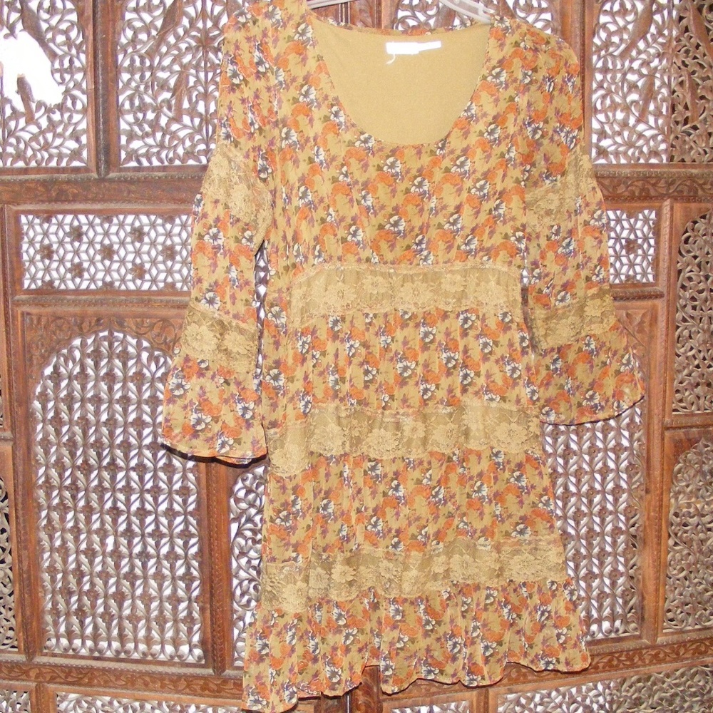 Blue Bird Mini dress in Print and olive Medium